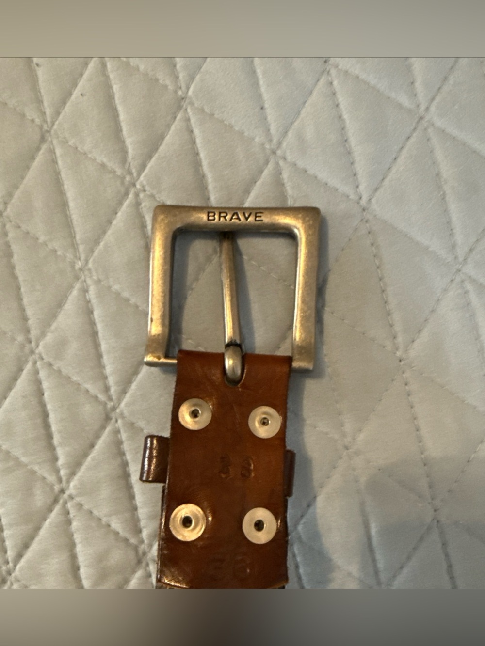 rave Brown Leather Belt with Silver-Tone Buckle
